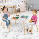 Детска Дървена Маса с 2 Столчета BUNNY, Комплект за Учене, Рисуване, Игра, Хранене, за Детска Стая, Бял - Столове и табуретки