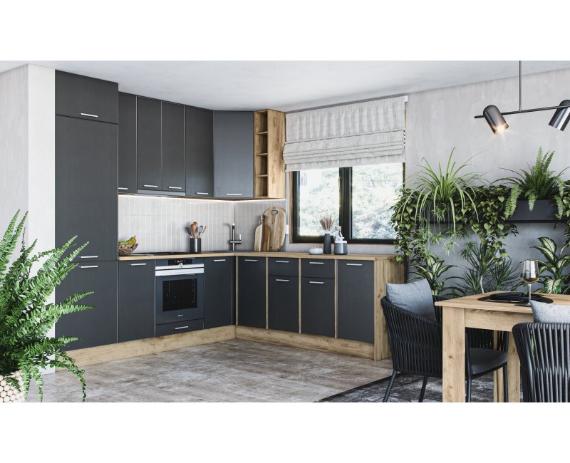 Кухненски шкаф SKY LOFT ШД 60/241 HK-S ЗА ФУРНА златен дъб крафт/сиво  -