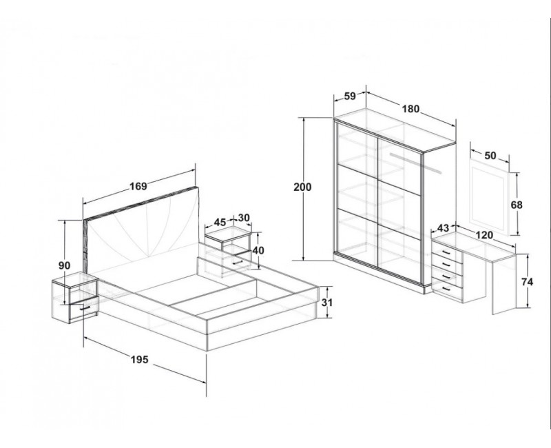 Спален комплект Ребека - Модулна система КАЛИФОРНИЯ
