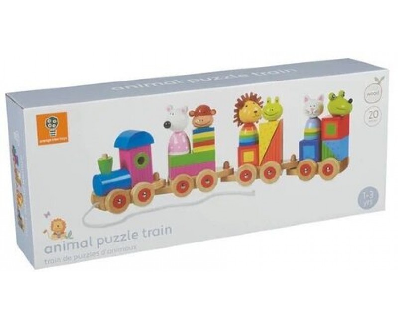 Голям дървен влак, пъзел и сортер -  Animals Collection - Играчки