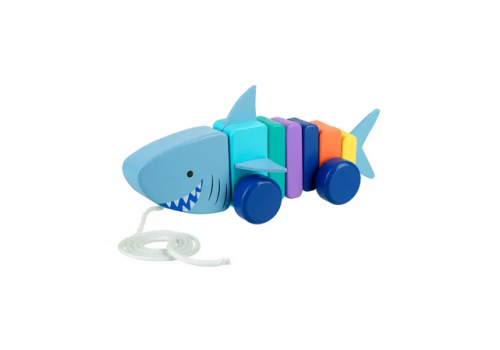 Дървена играчка за дърпане "Акула" -  Sea Life - Детска стая