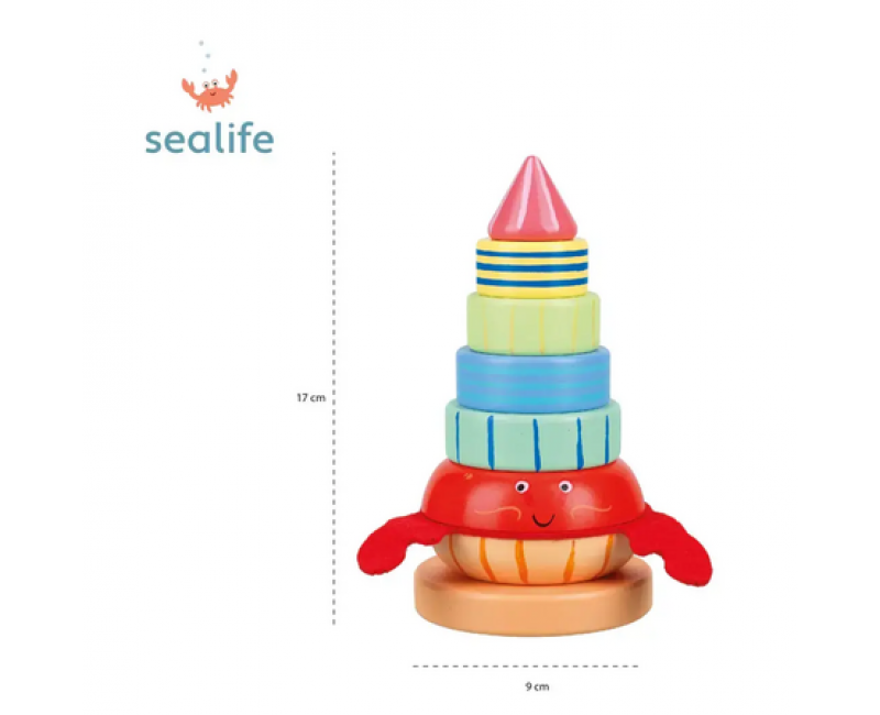 Дървен сортер-низанка Рак - Sea Life - Играчки