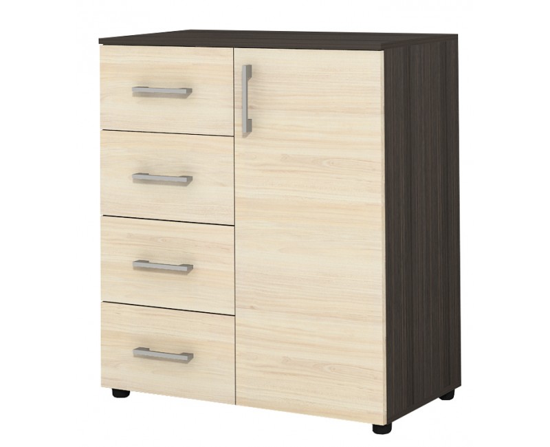 Mai mult mobilier pentru dormitor - Comode - Comoda Apollo 5 - stejar inchis si stejar nisipos