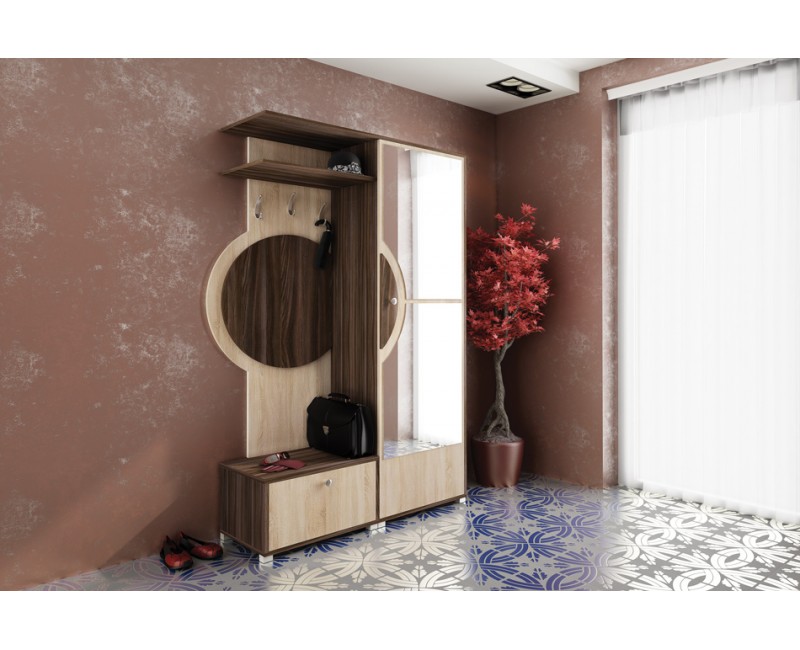 Mobilier hol - Seturi pentru hol - Set pentru hol Fine - stejar Cremona si stejar Sonoma