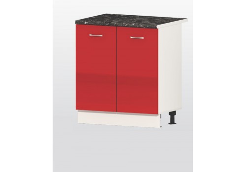 Modul inferior Alice V2 rosu lucios - dulap cu doua usi si raft - Bucatarii