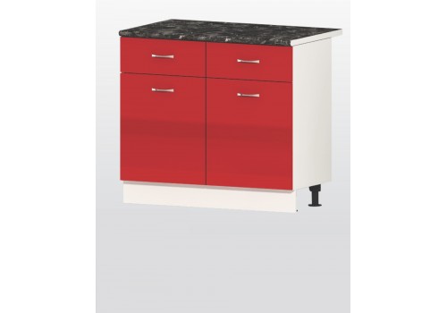 Modul inferior  Alice V63  rosu lucios - dulap cu doua usi si doua sertare - Bucatarii