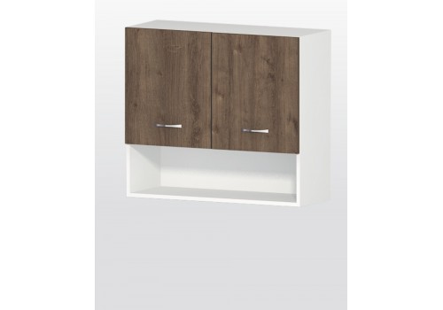 Modul superior Havana G15 stejar maron stejar maron dulap cu 2 vitrine, stejar si nisa - Bucatarii