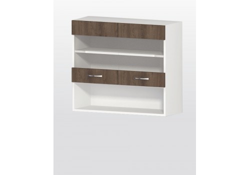 Modul superior Havana G58 stejar maron dulap cu 2 vitrine, stejar si nisa - Bucatarii