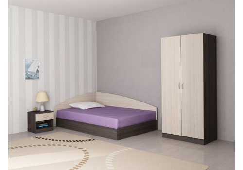 Set dormitor Apolo 1 - stejar inchis si stejar nisipos - Comparare Produse