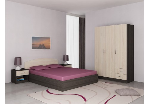 Set dormitor Apolo 2 - stejar inchis si stejar nisipos - Comparare Produse