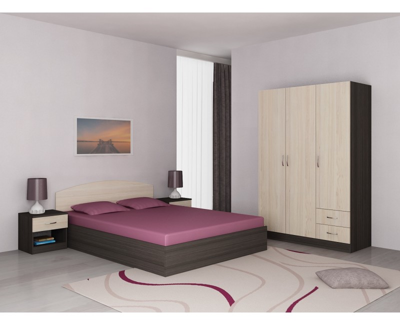 Set dormitor Apolo 2 - stejar inchis si stejar nisipos