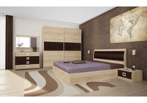 Set dormitor Doris - stejar Sonoma si wenge - Comparare Produse