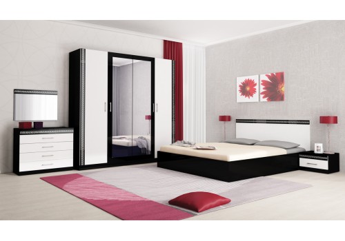 Set dormitor Valeria Pacific - negru si alb - Comparare Produse