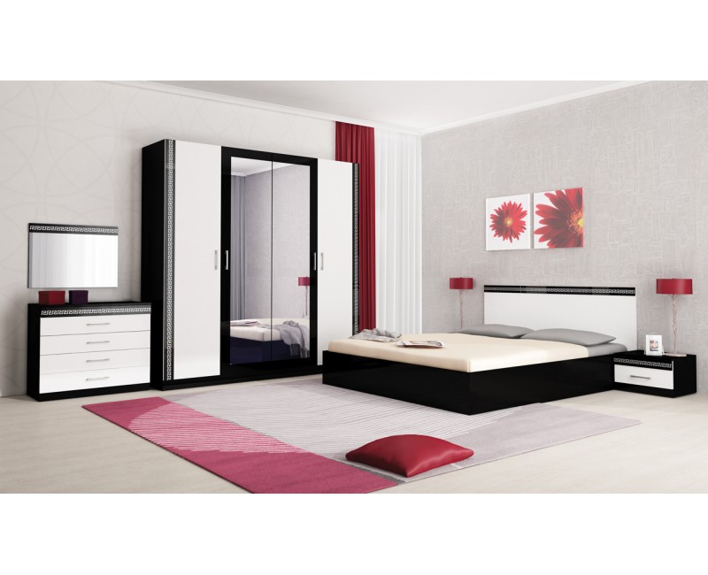 Set dormitor Valeria Pacific - negru si alb