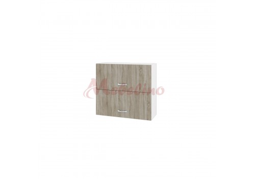 Modul superior BS 12 dulap cu doua usi orizontale - Module City - alb si Sonoma inchis