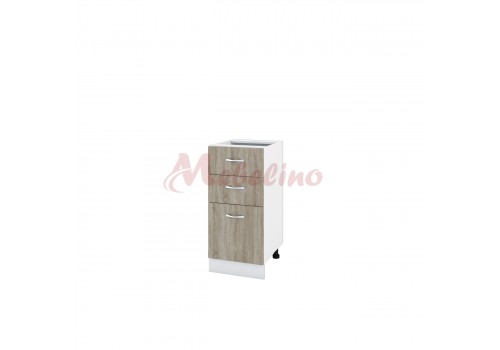Modul inferior BS 27 dulap cu doua sertare si usa - Module City - alb si Sonoma inchis