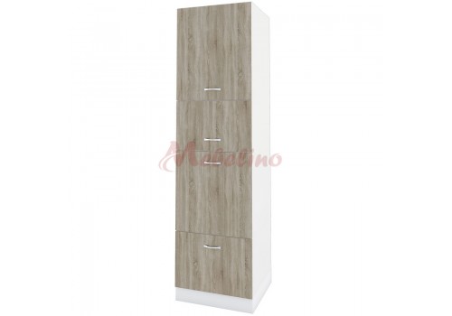 Dulap tip coloana BS 145 cu patru usi - Module City - alb si Sonoma inchis