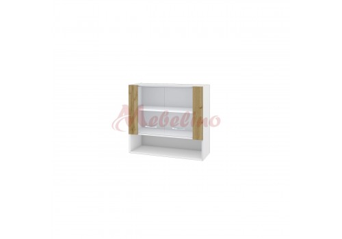Modul superior BDD 10 dulap cu nisa si doua usi vitrina cu raft-Stejar Dakota - Bucatarii