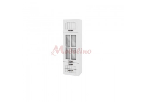 Modul BF 04-101 dulap tip coloana cu usa ridicatoare,vitrina si 2 sertare-Alb flaider - Bucatarii