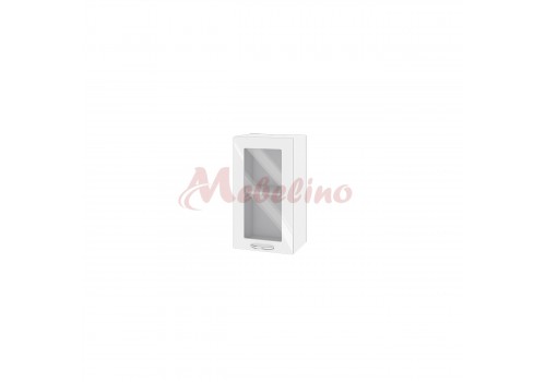 Modul superior BF 05-202 dulap cu usa tip vitrina si raft-Alb lucios - Bucatarii