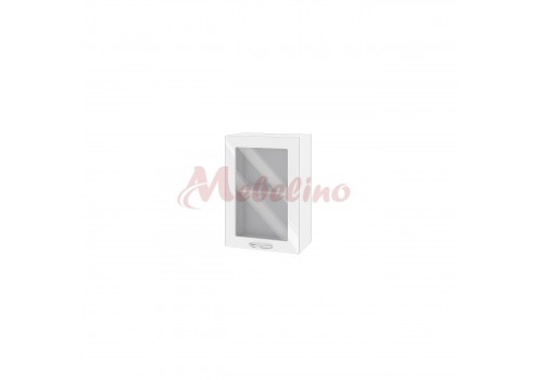Modul superior BF 05-218 dulap cu usa tip vitrina si raft-Alb lucios - Bucatarii
