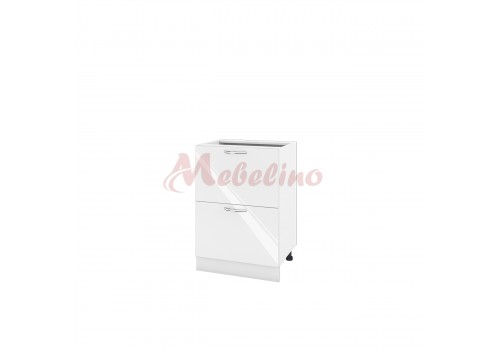 Modul inferior BF 05-44 dulap cu doua sertare-Alb lucios - Bucatarii