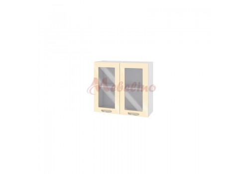 Modul superior BF 05-204 dulap cu doua usi tip vitrina si raft-Crem lucios - Module BF-05-02