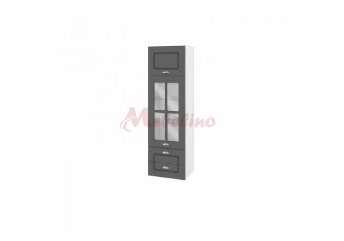 Modul BF 06-101 dulap tip coloana cu usa ridicatoare,vitrina si 2 sertare-Ciment mat - Comparare Produse