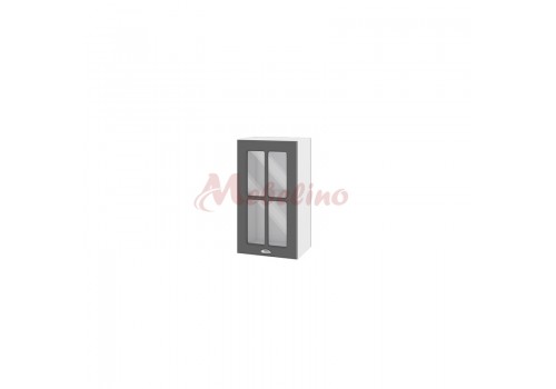 Modul superior BF 06-102 dulap cu usa tip vitrina si raft-Ciment mat - Bucatarii