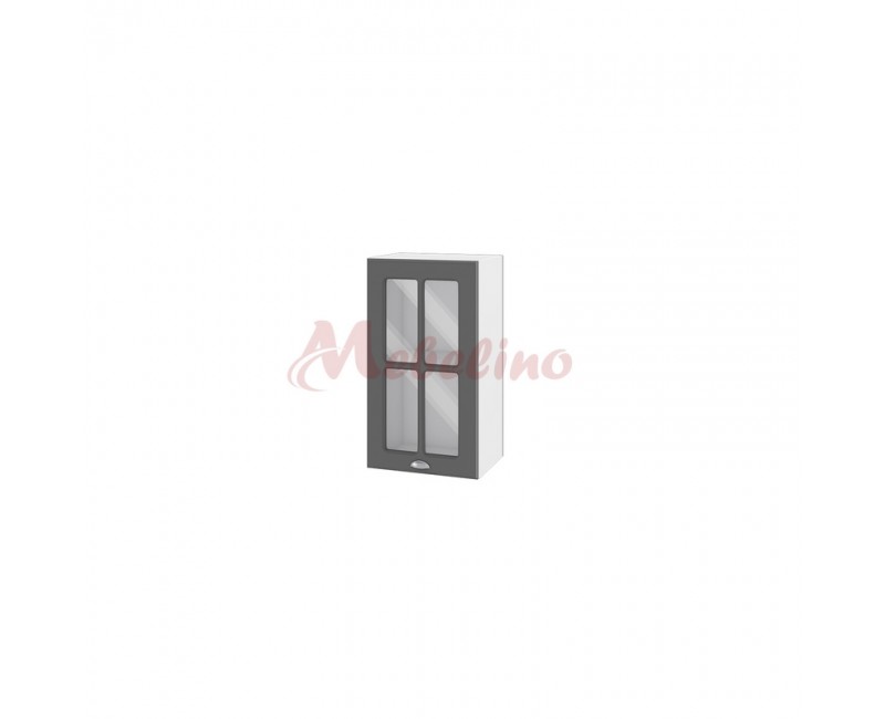 Modul superior BF 06-102 dulap cu usa tip vitrina si raft-Ciment mat