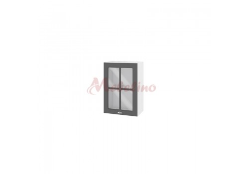 Modul superior BF 06-118 dulap cu usa tip vitrina si raft-Ciment mat - Bucatarii