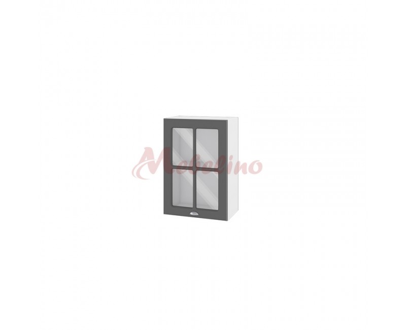 Modul superior BF 06-118 dulap cu usa tip vitrina si raft-Ciment mat