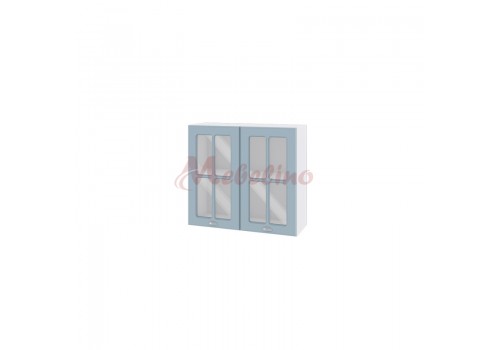 Modul superior BF 06-104 dulap cu 2 usi tip vitrina si raft-Denim mat - Bucatarii
