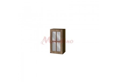 Modul superior BF 06-102 dulap cu usa tip vitrina si raft- Stejar natural - Bucatarii