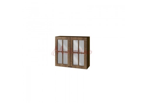 Modul superior BF 06-104 dulap cu 2 usi tip vitrina si raft- Stejar natural - Bucatarii