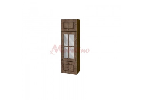 Modul BF 06-101 dulap tip coloana cu usa ridicatoare,vitrina si 2 sertare-Stejar natural - Bucatarii
