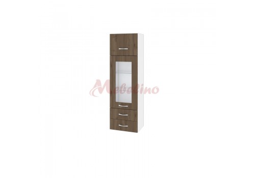 Modul BO- 101 dulap tip coloana  cu usa ridicatoare,vitrina  si raft-Nuc admiral - Bucatarii