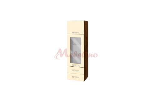 Modul BF 05-201 dulap tip coloana cu usa ridicatoare,vitrina si 2 sertare-Crem lucios - Module VF-05-02