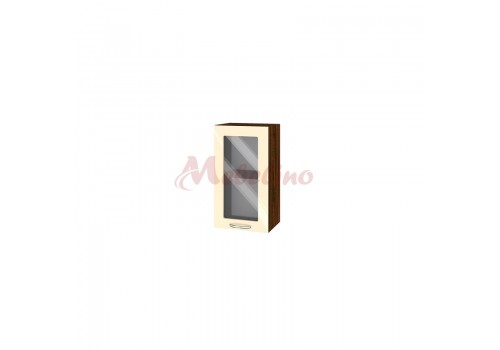 Modul superior BF 05-202 dulap cu usa tip vitrina si raft-Crem lucios - Module VF-05-02