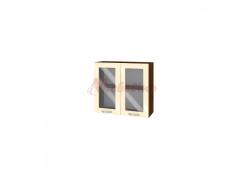Modul superior BF 05-204 - dulap cu doua usi vitrina si raft-Crem lucios - Module VF-05-02