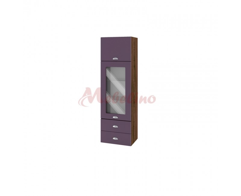 Modul BF 05-102 dulap tip coloana cu usa ridicatoare,vitrina si 2 sertare-Lila mat