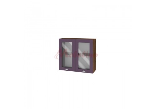 Modul superior BF 05-204 dulap cu 2 usi vitrina si raft-Lila mat - Bucatarii