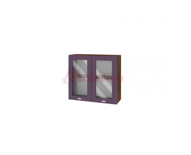 Modul superior BF 05-204 dulap cu 2 usi vitrina si raft-Lila mat