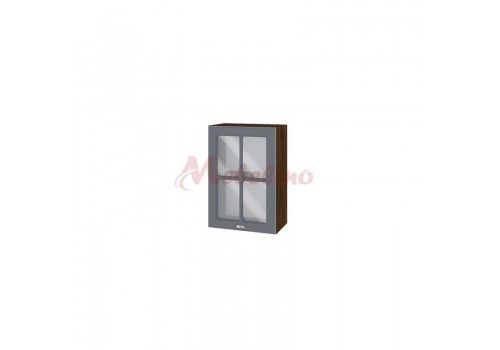 Modul superior BF 06-118 dulap cu usa tip vitrina si raft-Ciment mat - Bucatarii