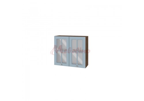 Modul superior BF 06-104 dulap cu 2 usi tip vitrina si raft-Denim mat - Bucatarii