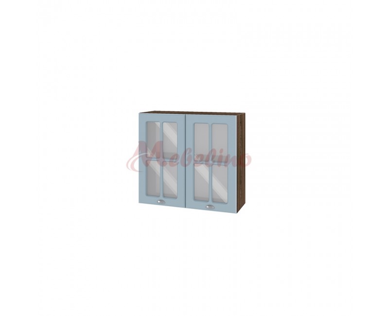 Modul superior BF 06-104 dulap cu 2 usi tip vitrina si raft-Denim mat