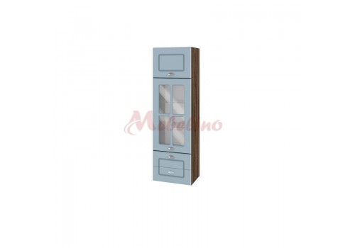 Modul BF 06-101 dulap tip coloana cu usa ridicatoare,vitrina si 2 sertare-Denim mat - Bucatarii