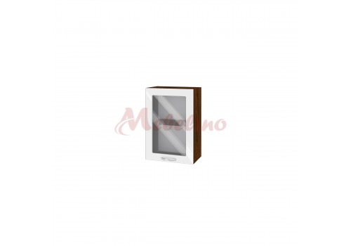 Modul superior BF 05-218 cu usa tip vitrina si raft-Alb lucios - Bucatarii
