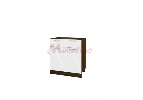 Modul inferior BF 05-26 dulap cu doua sertare si doua usi cu raft-Alb lucios - Bucatarii