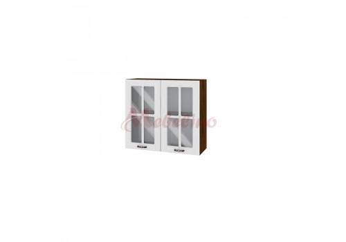 Modul superior BF 04-104 dulap cu 2 usi tip vitrina si raft-Alb flader - Bucatarii